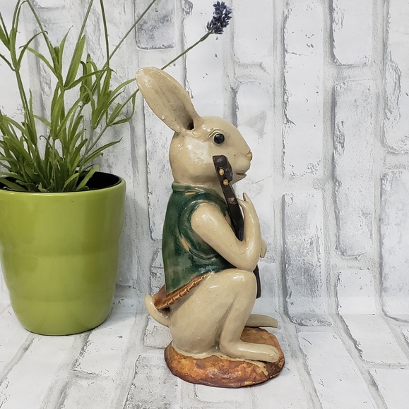Vintage Rabbit Playing a Ukulele Figurine / Asian Pottery - Picture 3 of 10